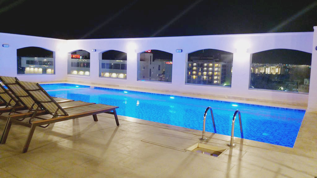 Rooftop Pool at Night